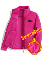 Armelle | Dames omkeerbare casual jas – Dikke, ruige textuur