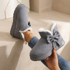Cresselle | Dames Pluche Gevoerde Laarzen – Comfortabele Instappers met Zachte Zool en Strikdetail
