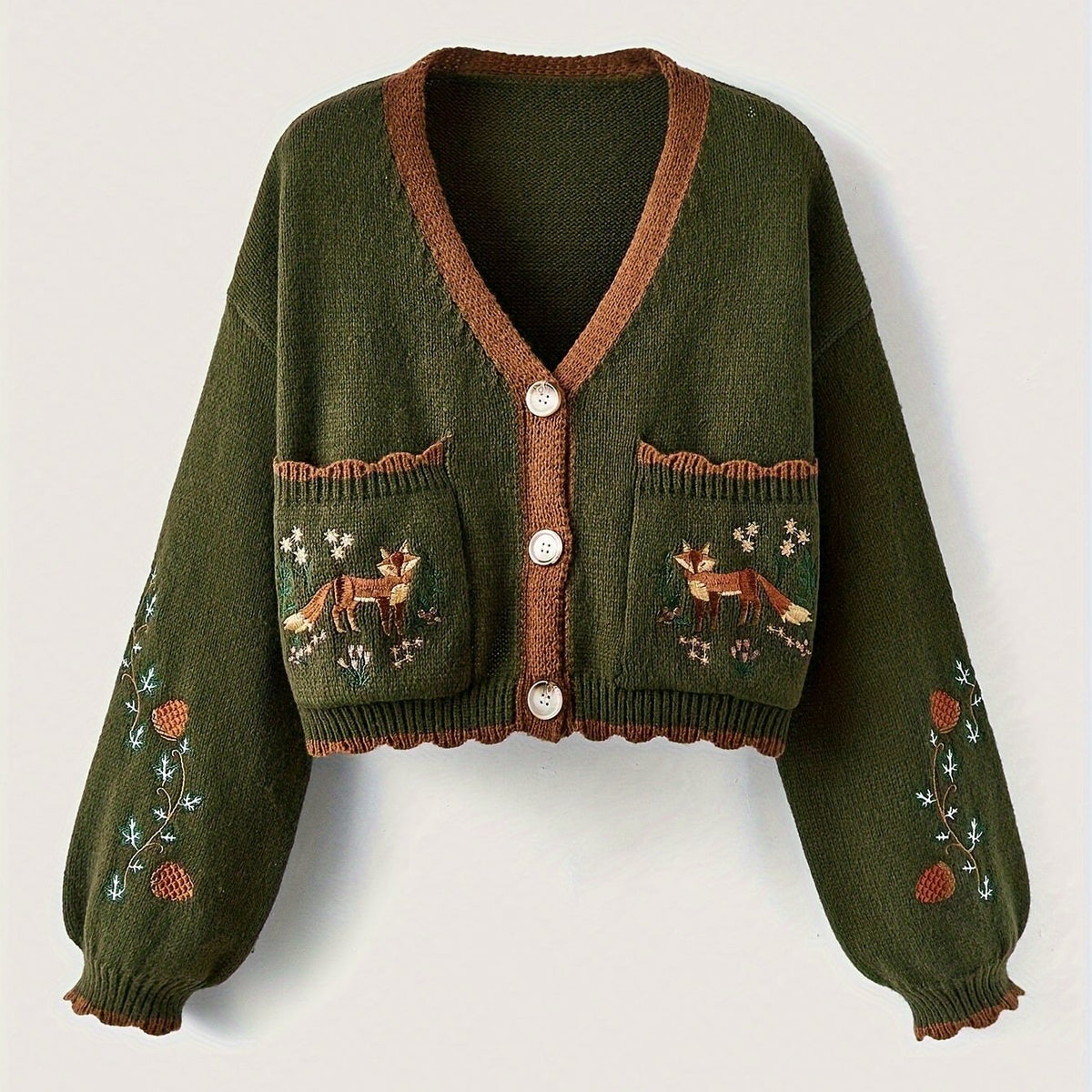 Evelara | Dames Vest met Kleurvlakken – Geborduurde Vos