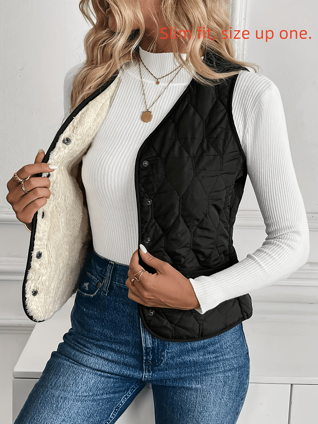 Faleria | Damesvest met thermische voering – Gewatteerd wintervest, mouwloos gewatteerd jasje