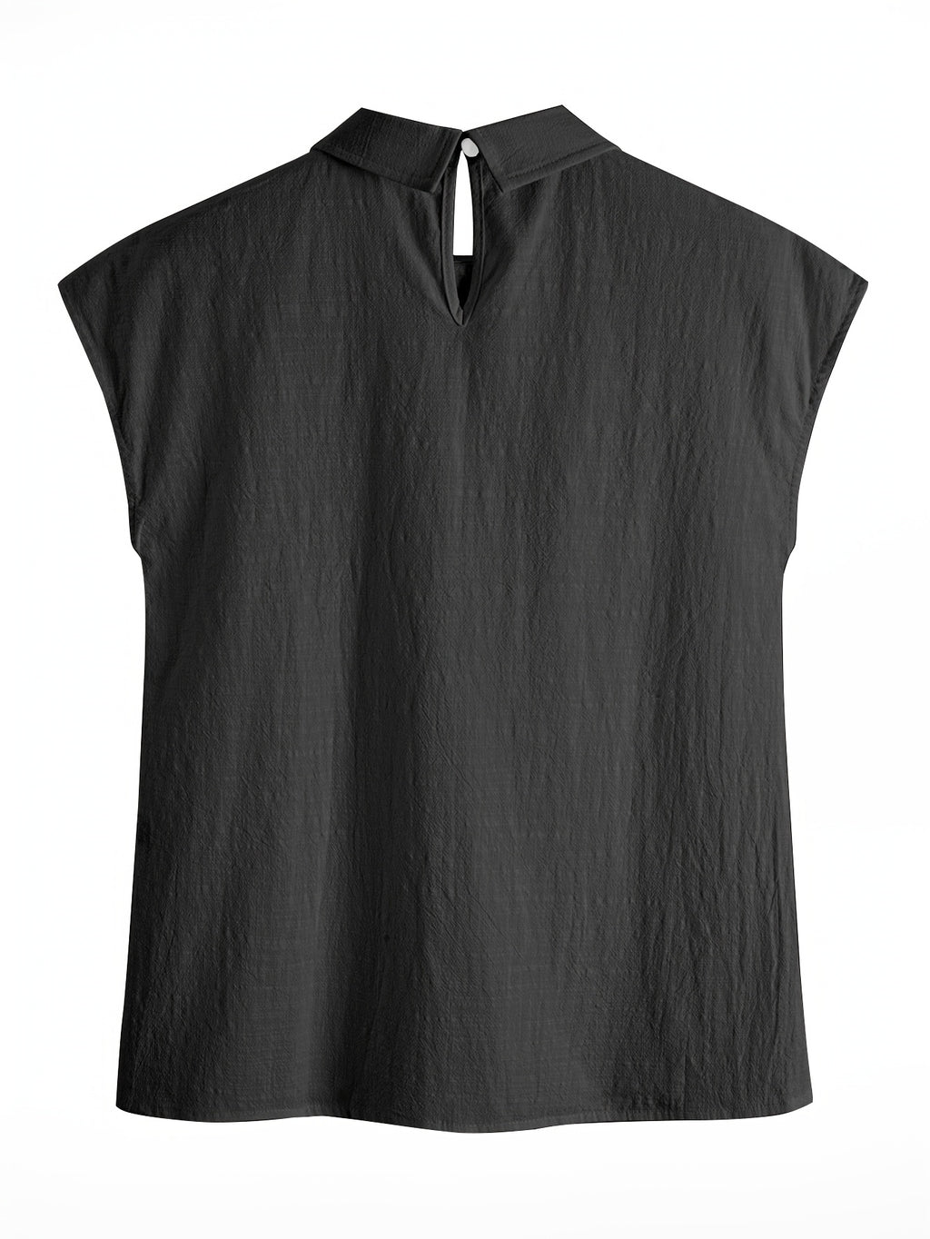Anya | Casual Mouwloze Damestop – Losvallende Blouse met Plooien, Kanten Details en Kraag