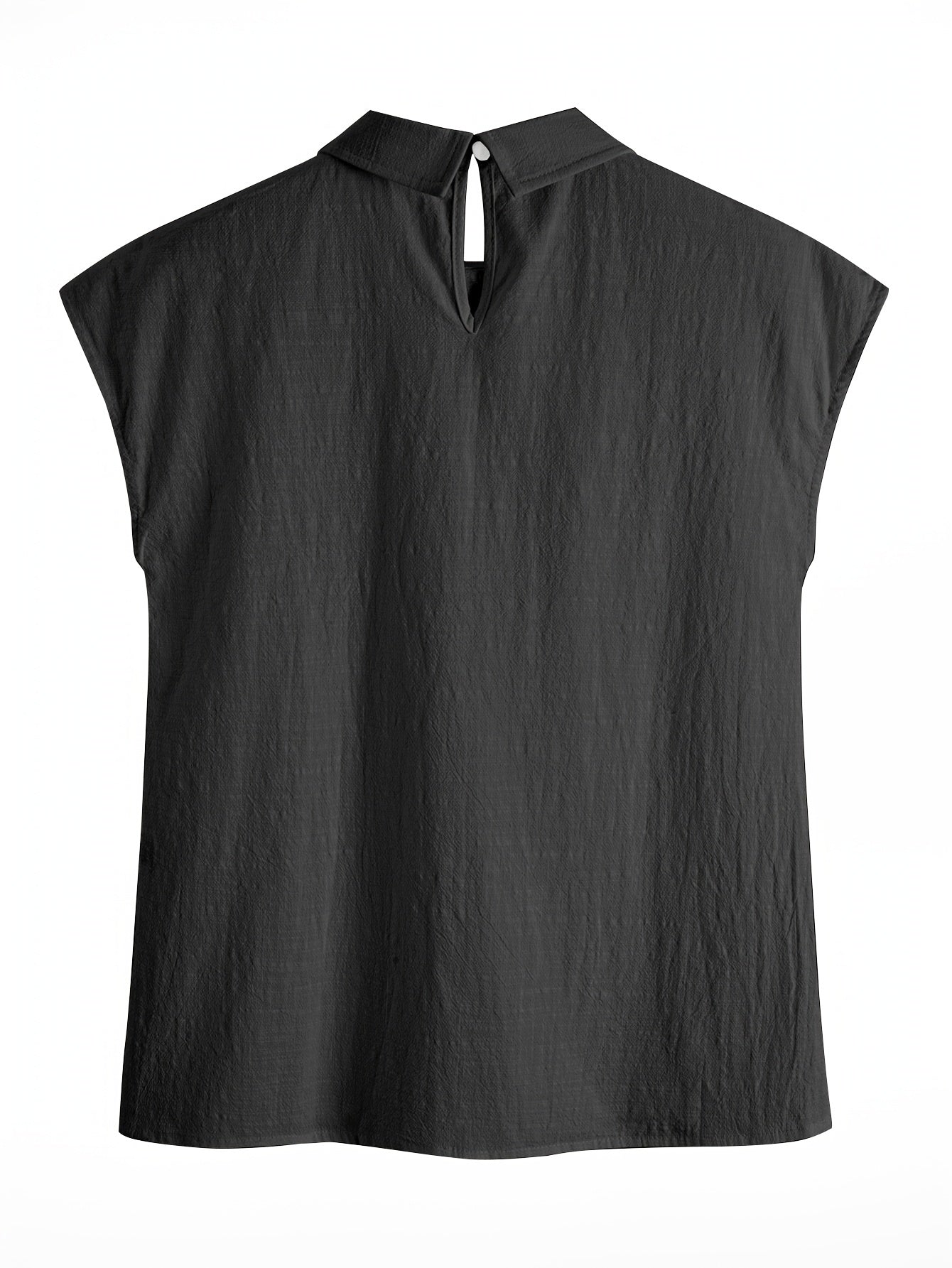 Anya | Casual Mouwloze Damestop – Losvallende Blouse met Plooien, Kanten Details en Kraag
