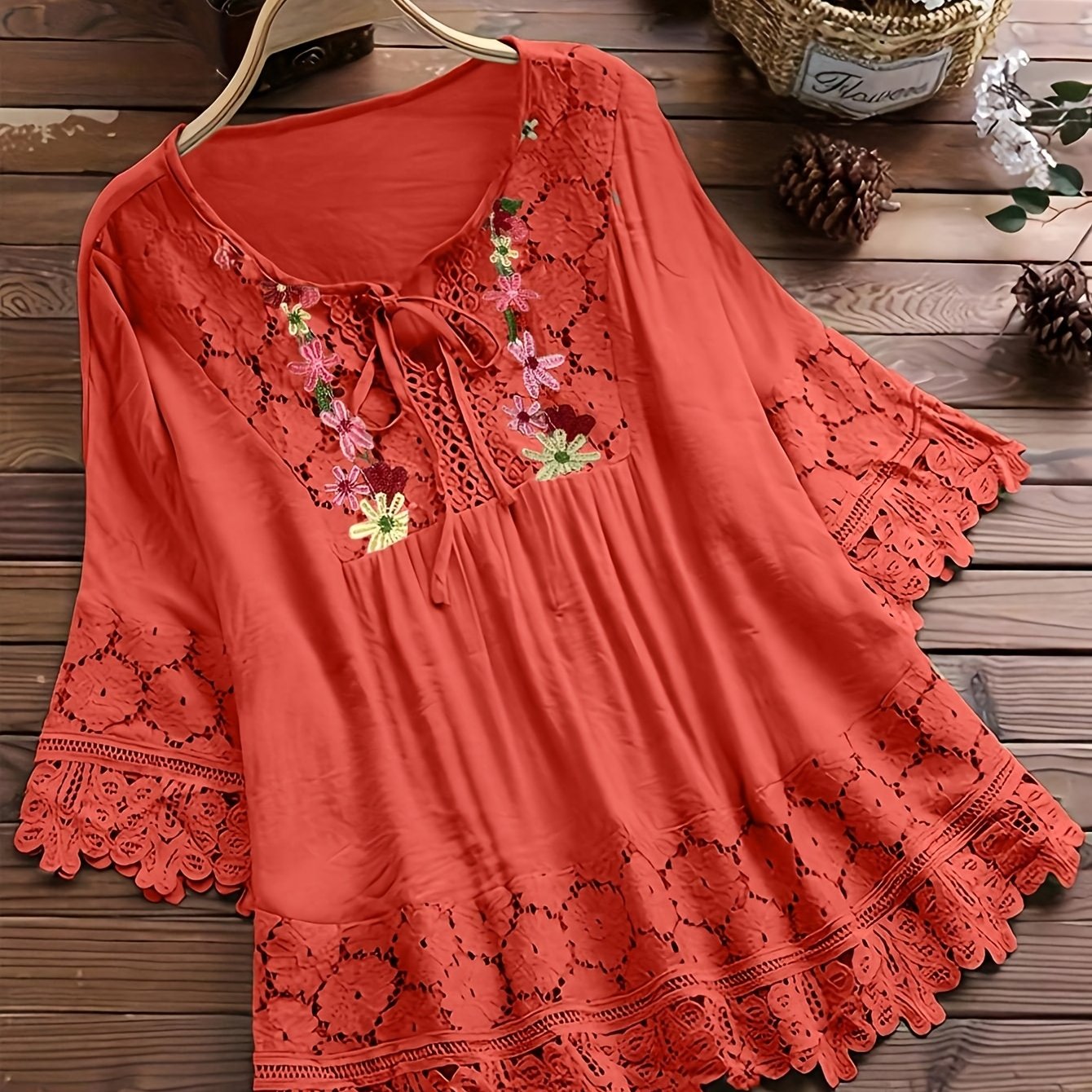 Glyra | Elegante kanten blouse voor dames – Zomerse casual top