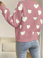Delysia | Damestrui met hartjesprint – Zachte gebreide pullover