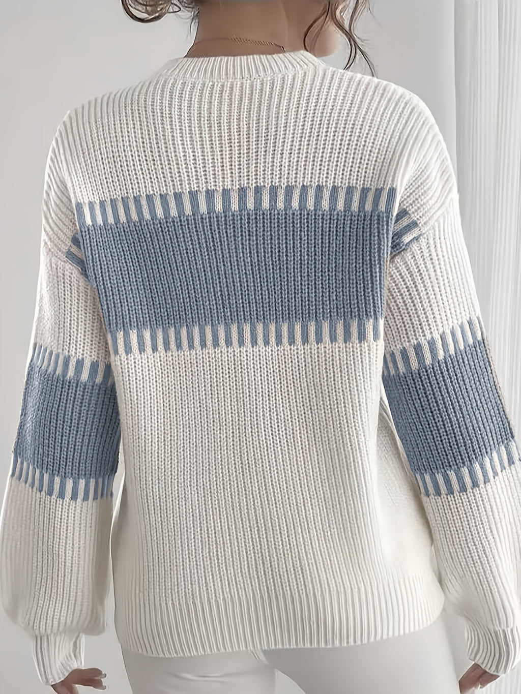 Amelisse | Dames gestreepte off-shouldertrui – Lange mouwen