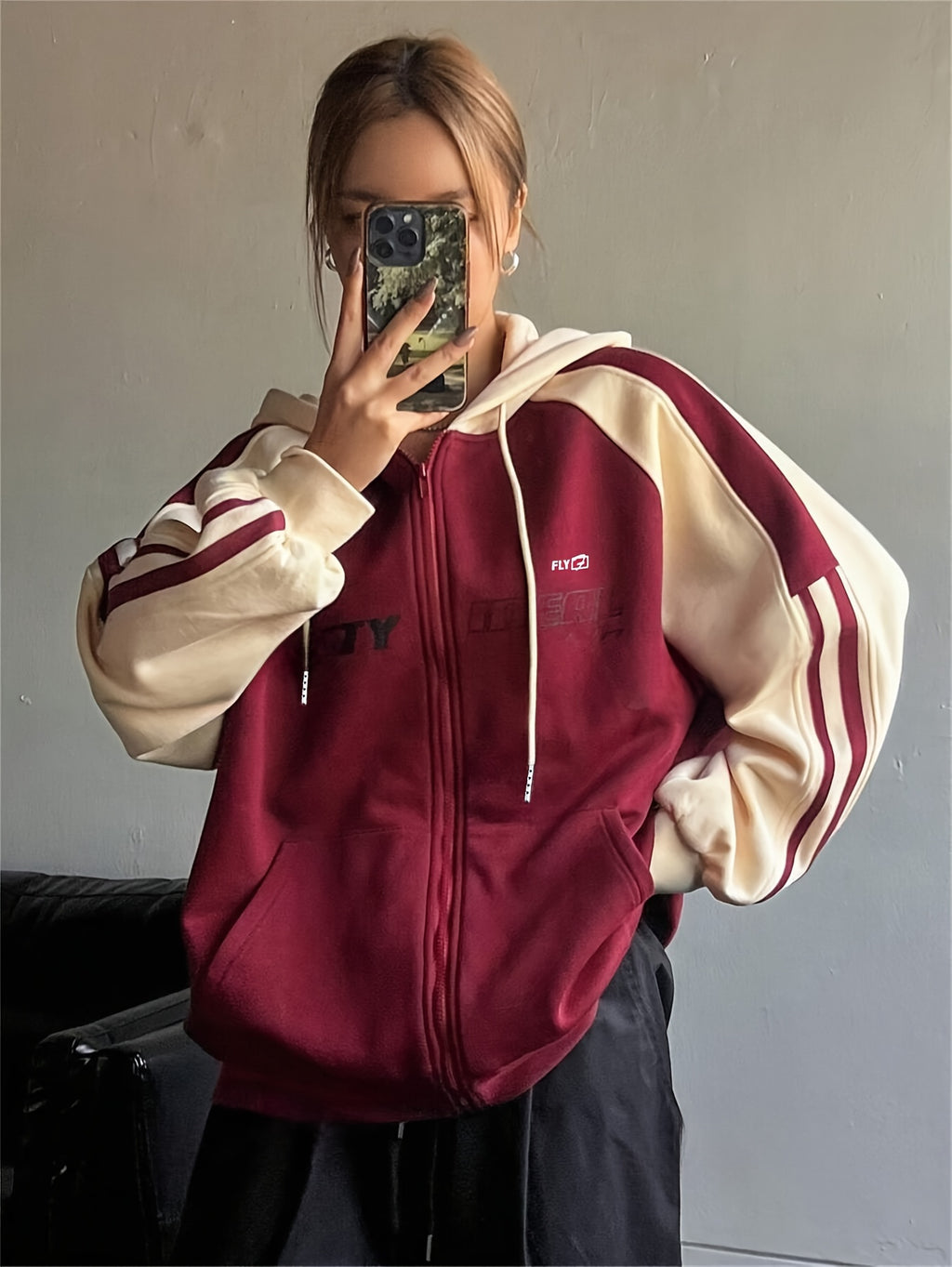 Armina | Y2K-hoodie met kleurblokkenprint voor dames – Casual sweatshirt met capuchon