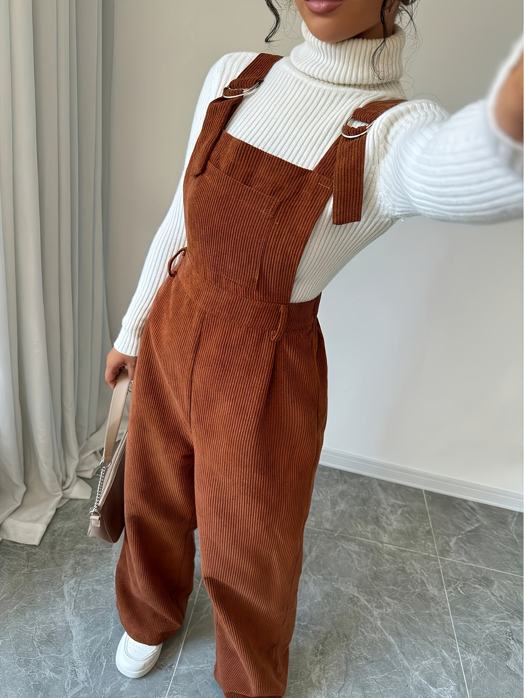 Avira | Dames corduroy jumpsuit – Brede schouderbanden