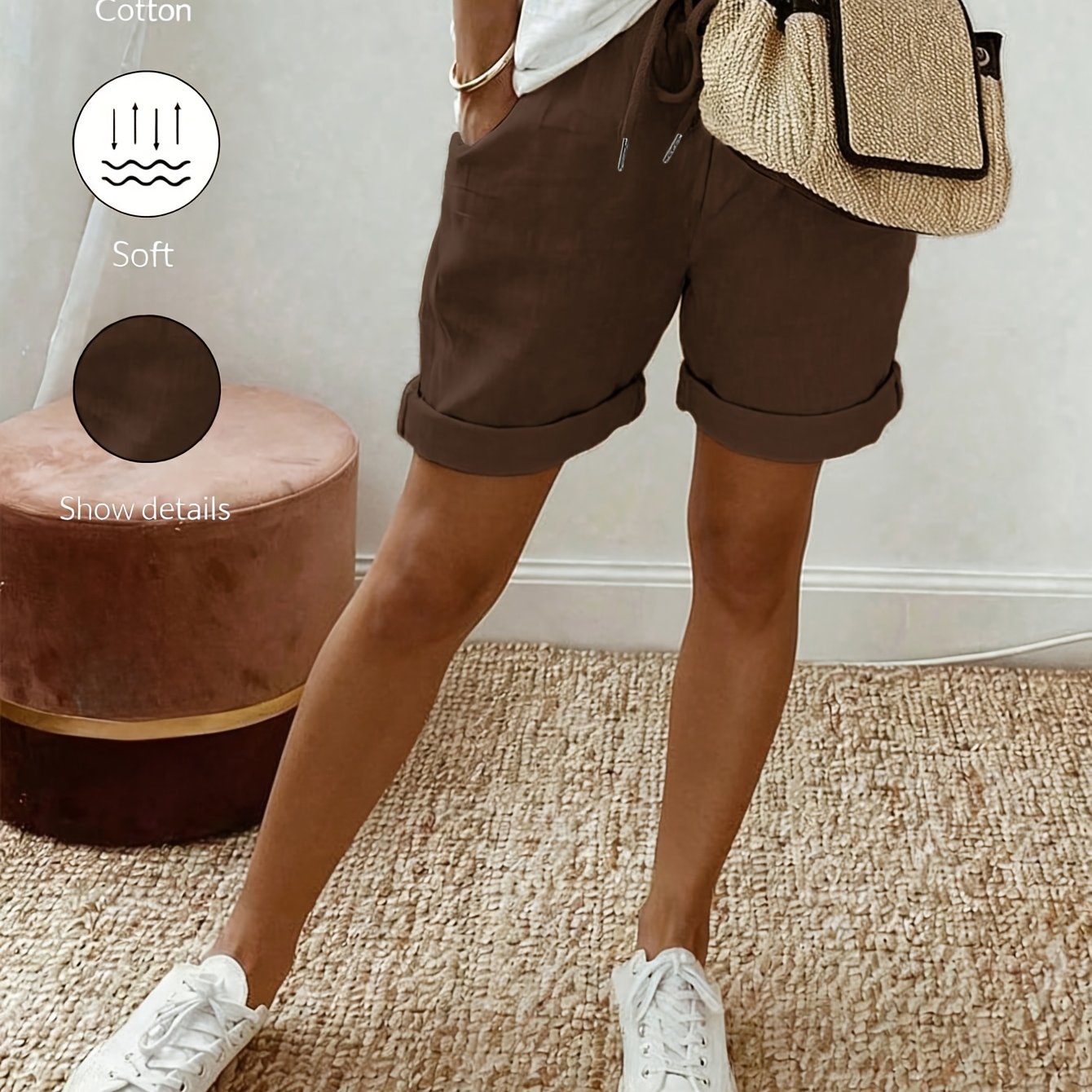 Orielle | Casual damesbroekje in linnenlook – Broekje met hoge taille en ruches