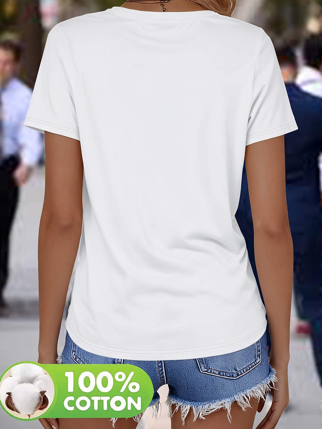 Belyn | Zomer-T-shirt voor dames – Top met V-hals, grafische print, zwaar materiaal, casual en chic