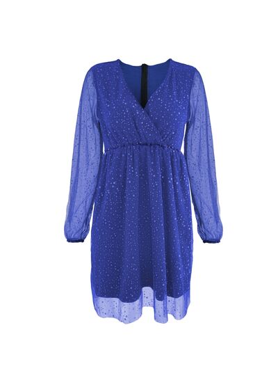 Eloriah | Dames Mini Jurk – Ballonmouwen, V-Hals, Losse Pasvorm