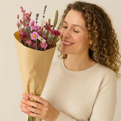 Droogbloemen Field Bouquet Pink - Ø25cm - ↕60cm