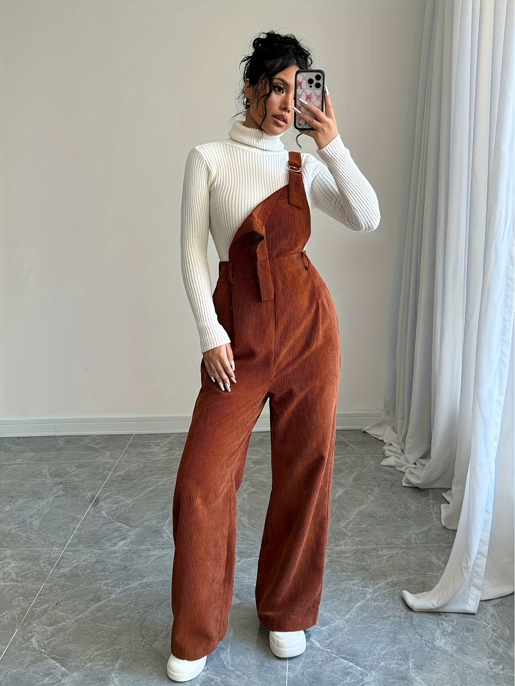 Avira | Dames corduroy jumpsuit – Brede schouderbanden
