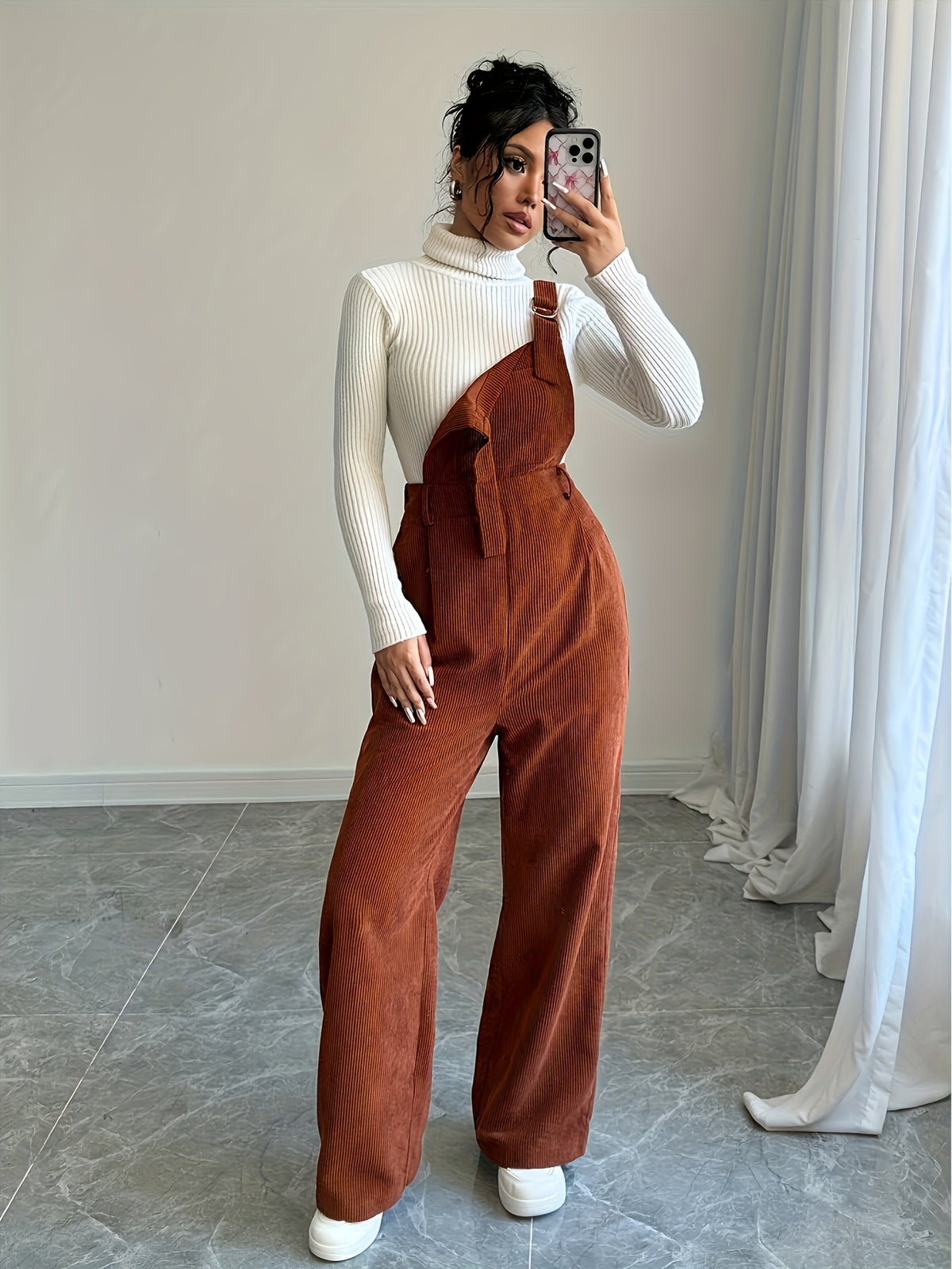 Avira | Dames corduroy jumpsuit – Brede schouderbanden