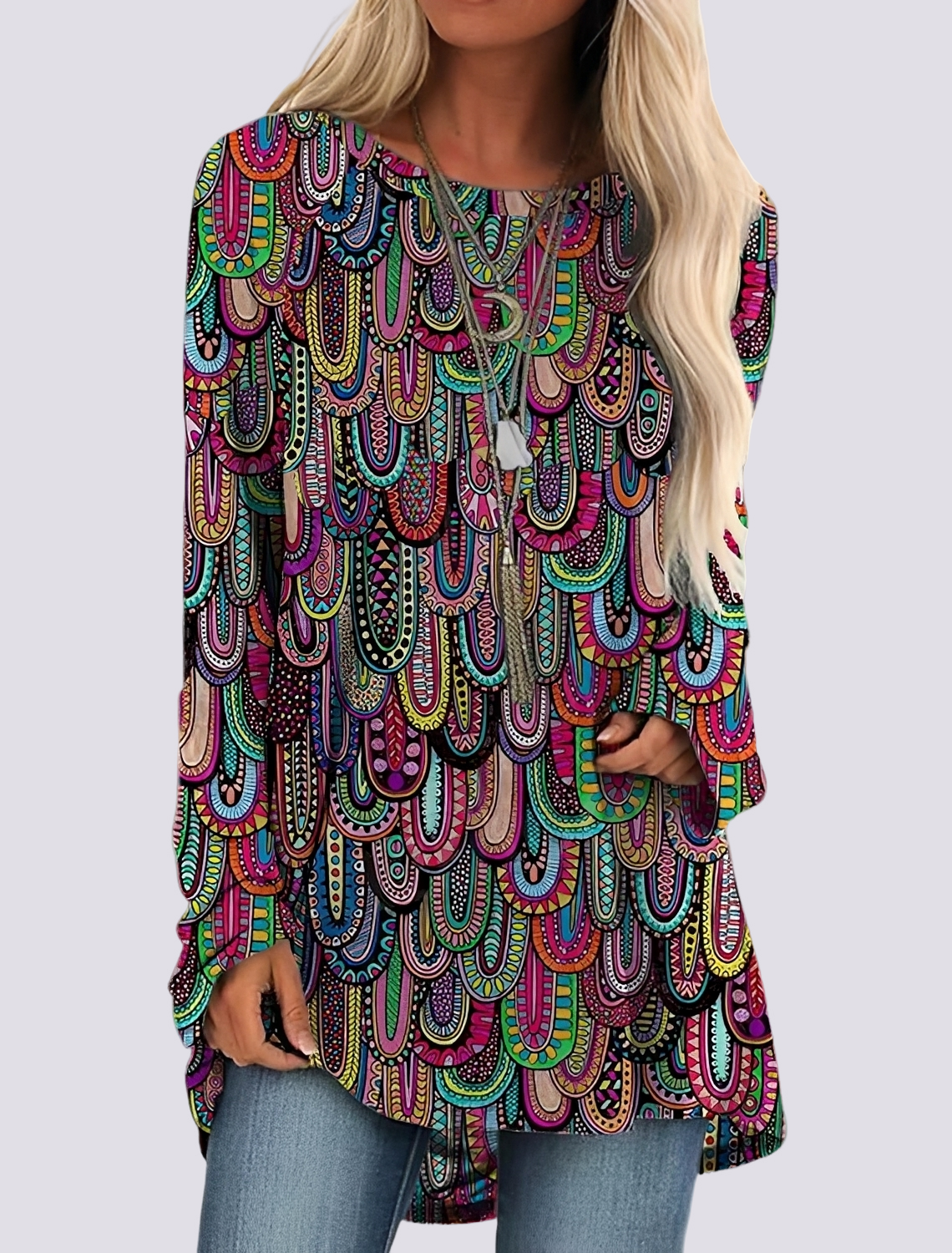 Alberdina | Etnische shirtjurk voor dames – Casual jurk met boho-bloemenprint