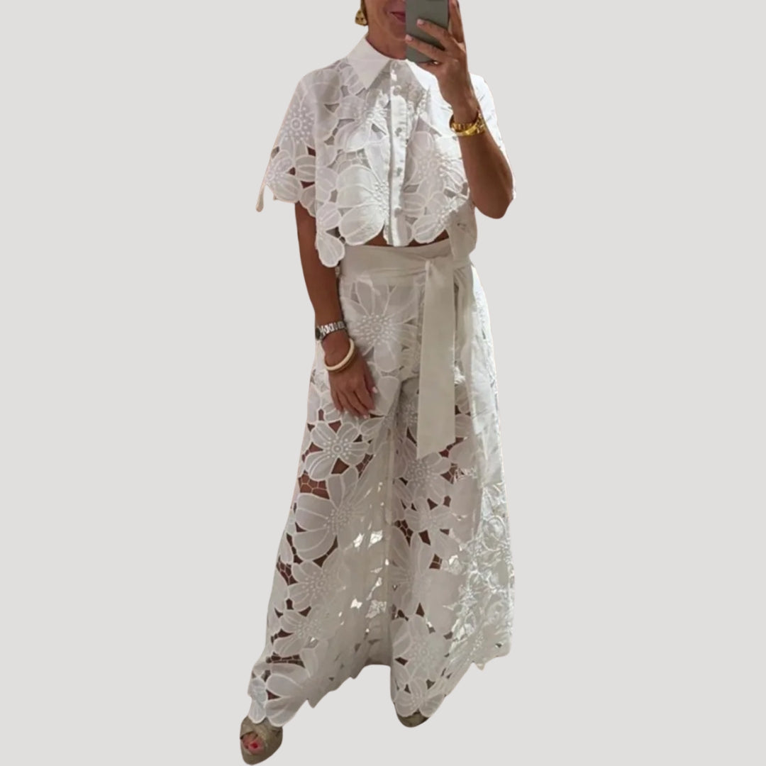 Zivana | Kantenset voor dames – Chique tweedelige outfit met top en rok