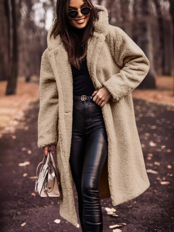 Trix | Lange teddyjas voor dames, met inkeping in de kraag, open voorkant, oversized pasvorm