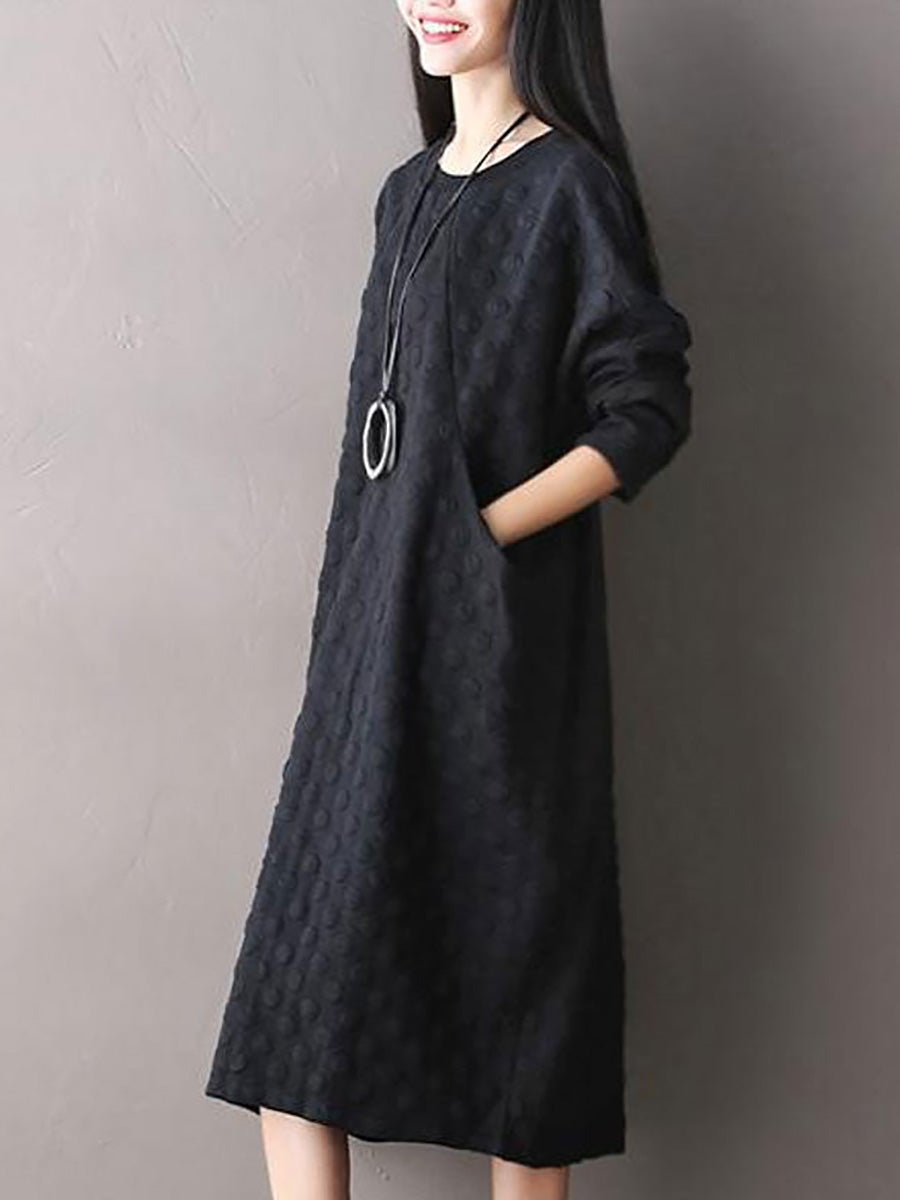 Carsyn | Dames Midi Jurk met Stippen – Casual Katoenen Jurk in Grote Maten