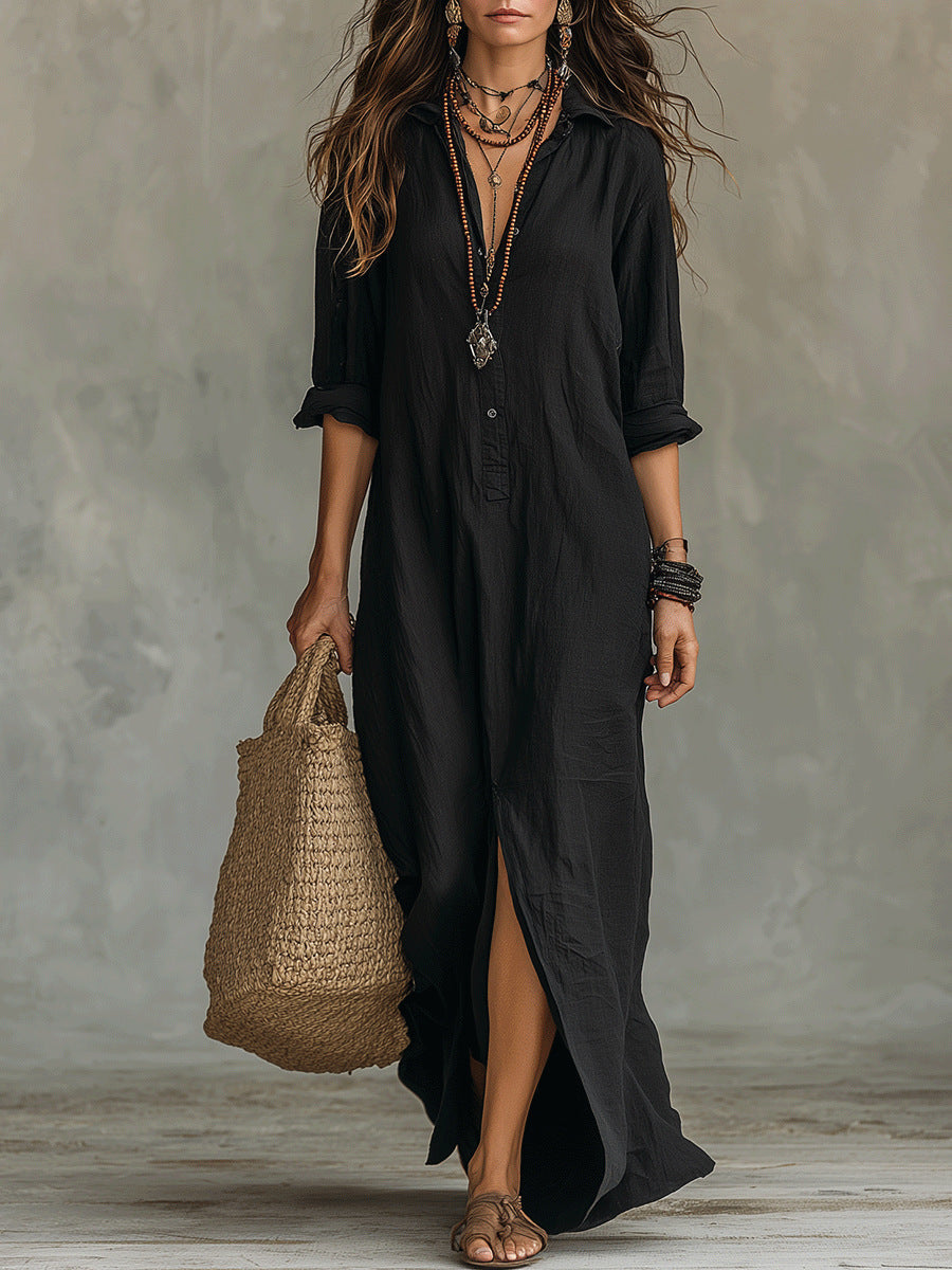 Mercy | Boho-maxi-jurk voor dames – Soepelvallende jurk met V-hals