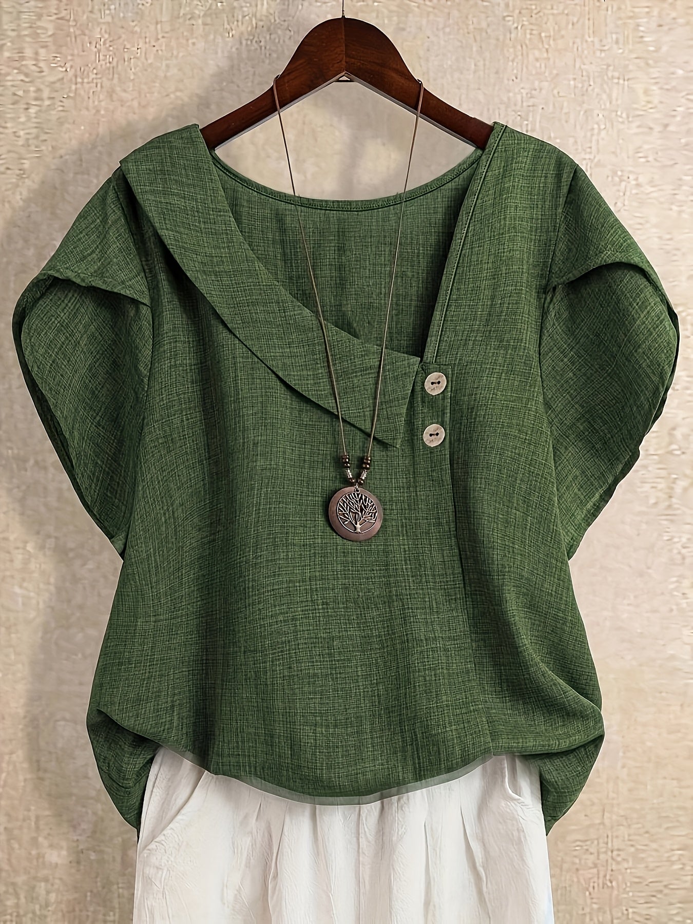 Fiorabelle | Effen damesblouse – Elegant casual overhemd met korte mouwen