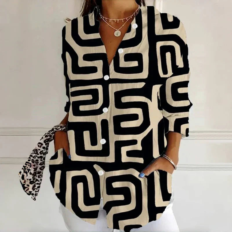Esme | Vintage damesblouse met lange mouwen – Klassieke retro-chique top