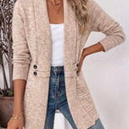 Wistera | Damesvest Cardigan – Dubbele Knoopsluiting, Ceintuur, Midilang & Losse Pasvorm