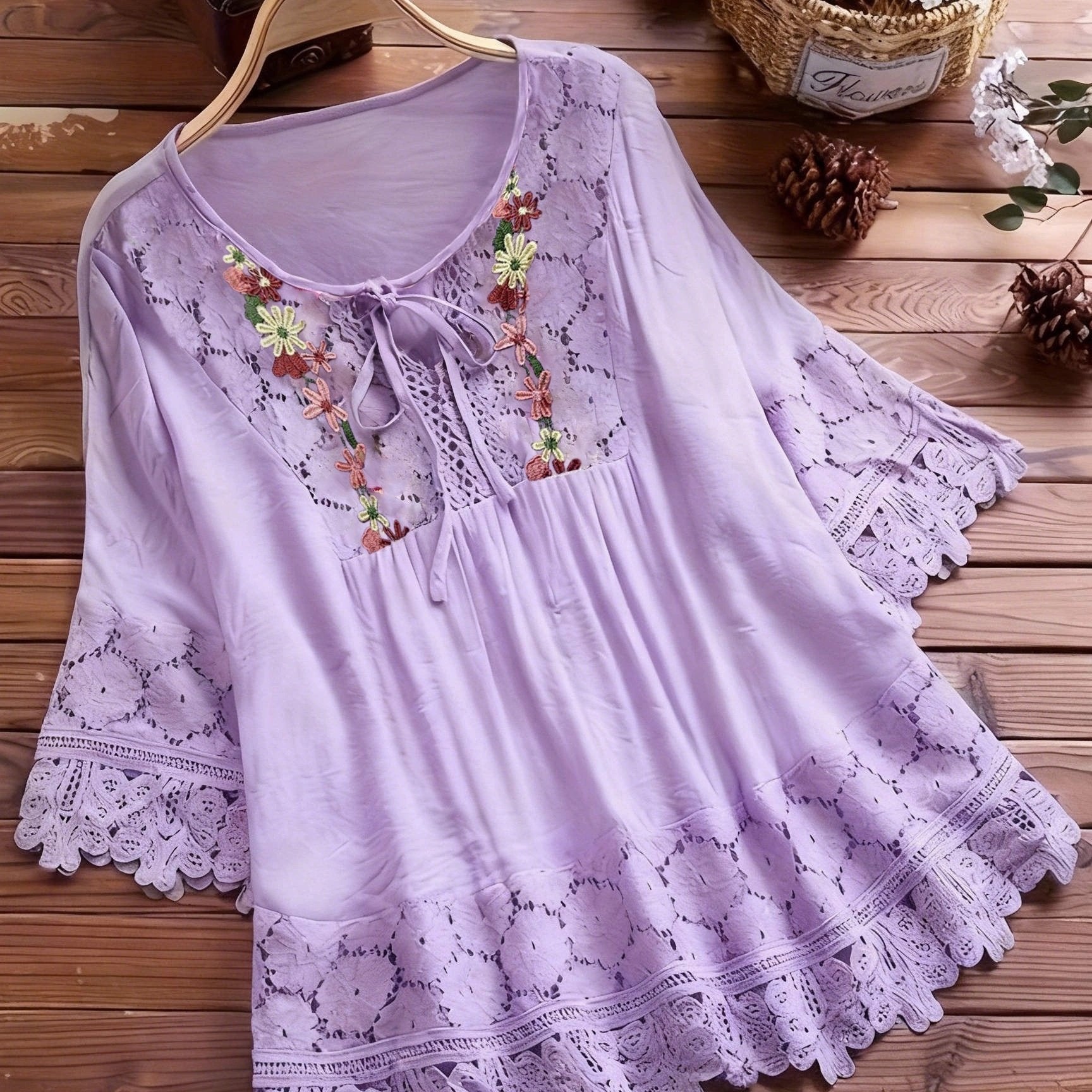 Glyra | Elegante kanten blouse voor dames – Zomerse casual top