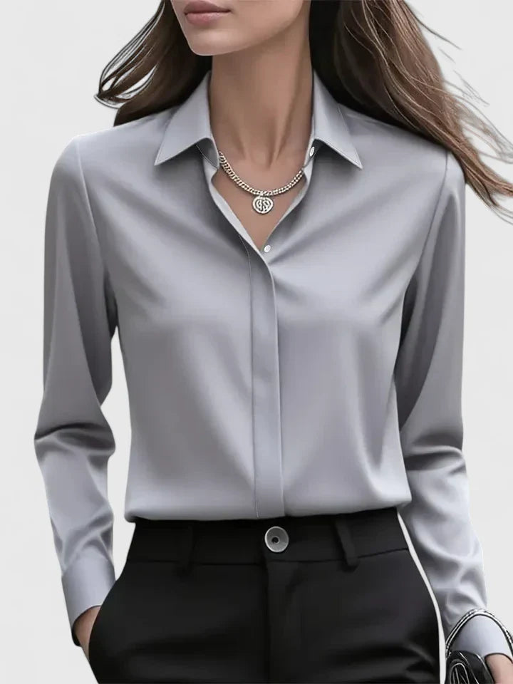 Cami | Elegante damesblouse met knopen – Overhemd met lange mouwen en kraag