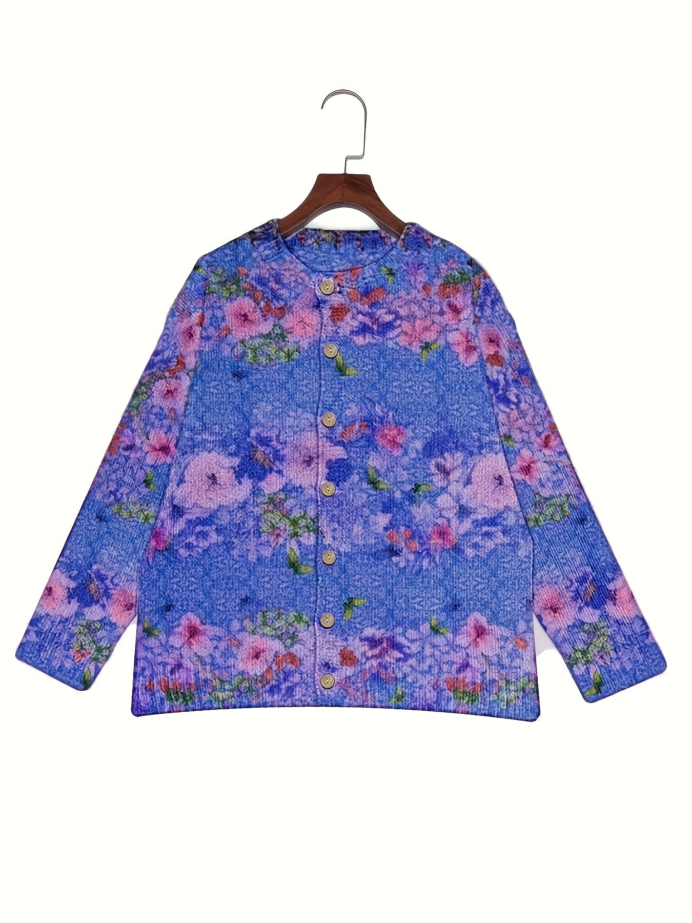 Hannelise | Damesvest met bloemen- en vlinderprint – vest met lange mouwen