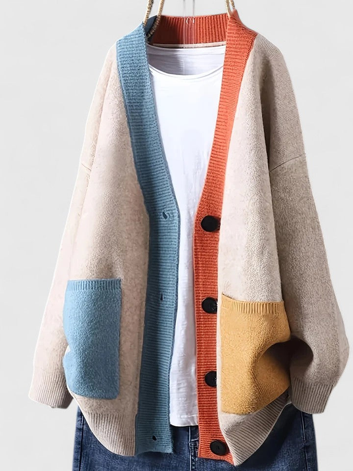 Kalythra | Relaxed damesvest – oversized pasvorm, knoopsluiting aan de voorkant
