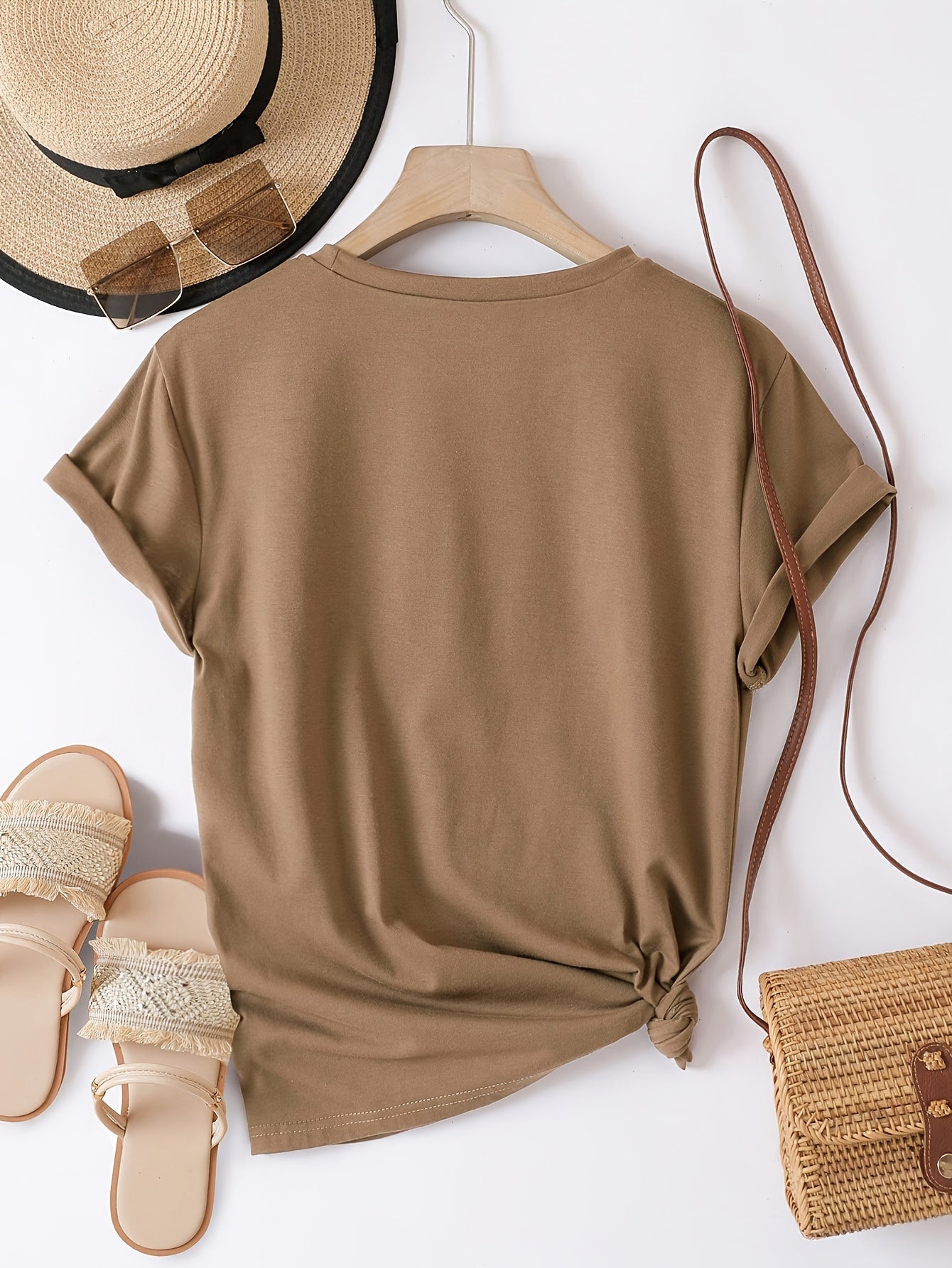 Athena | Casual Damestop met V-Hals – Lichtgewicht Losvallende Blouse met Korte Mouwen