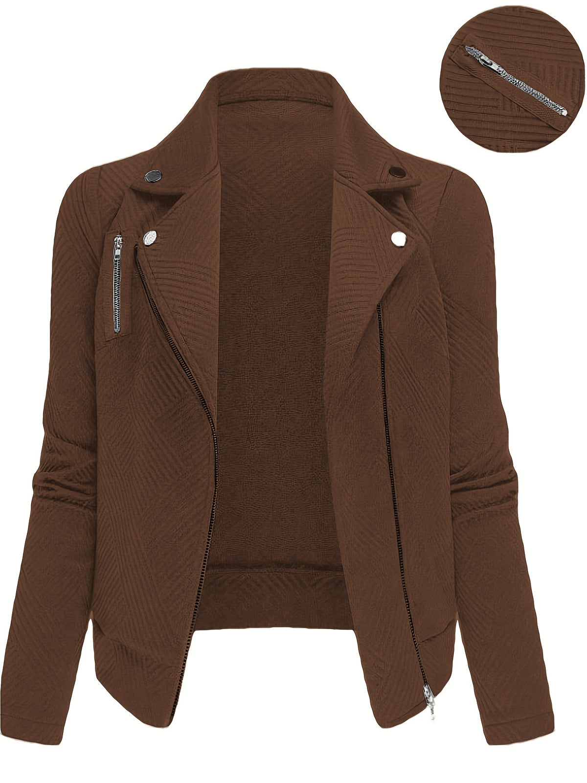 Katrien | Dames Bikerjack met Ruitpatroon, Ritssluiting & Knoopdetails