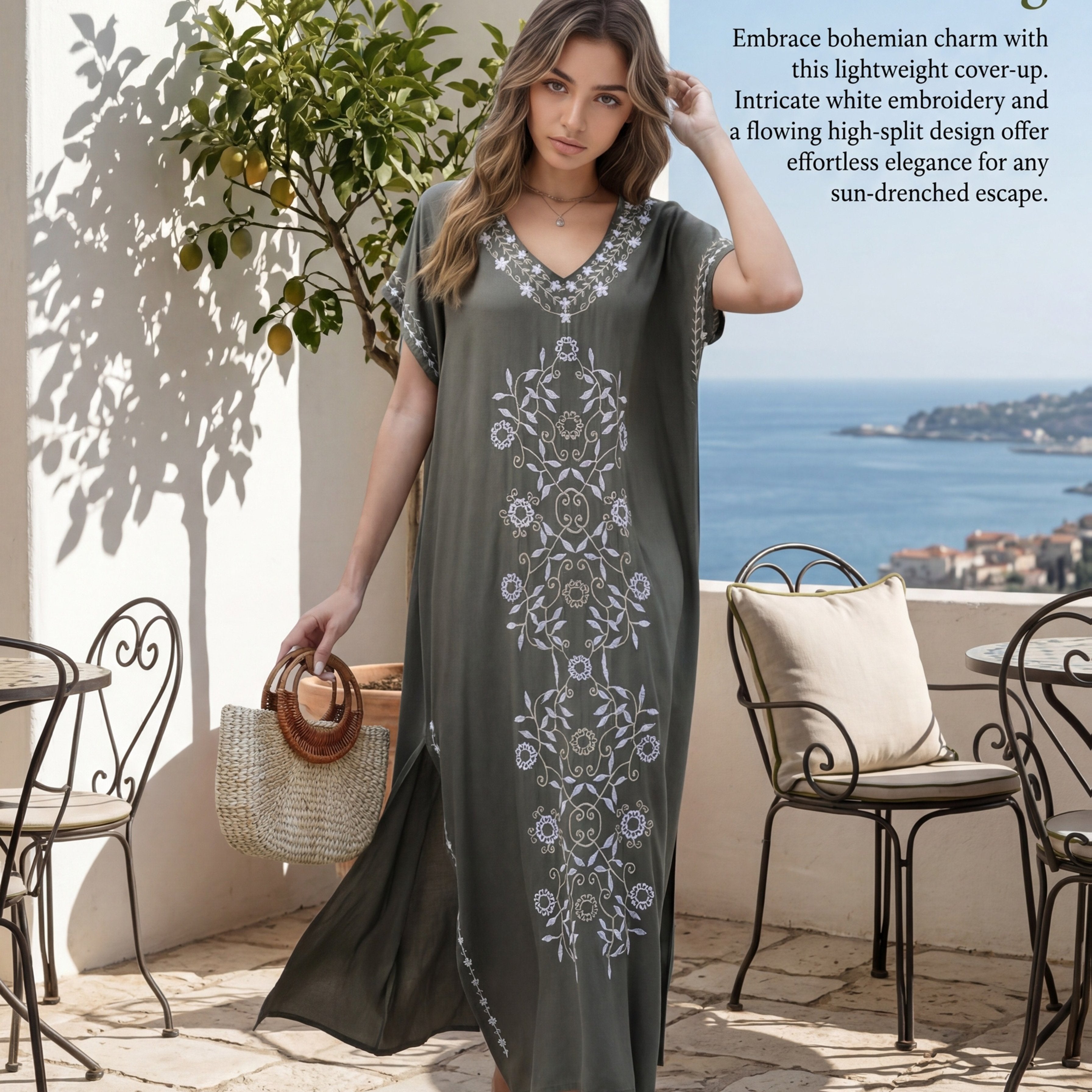 Evora | Boho-maxi-jurk voor dames – Lichte, geborduurde vakantiejurk