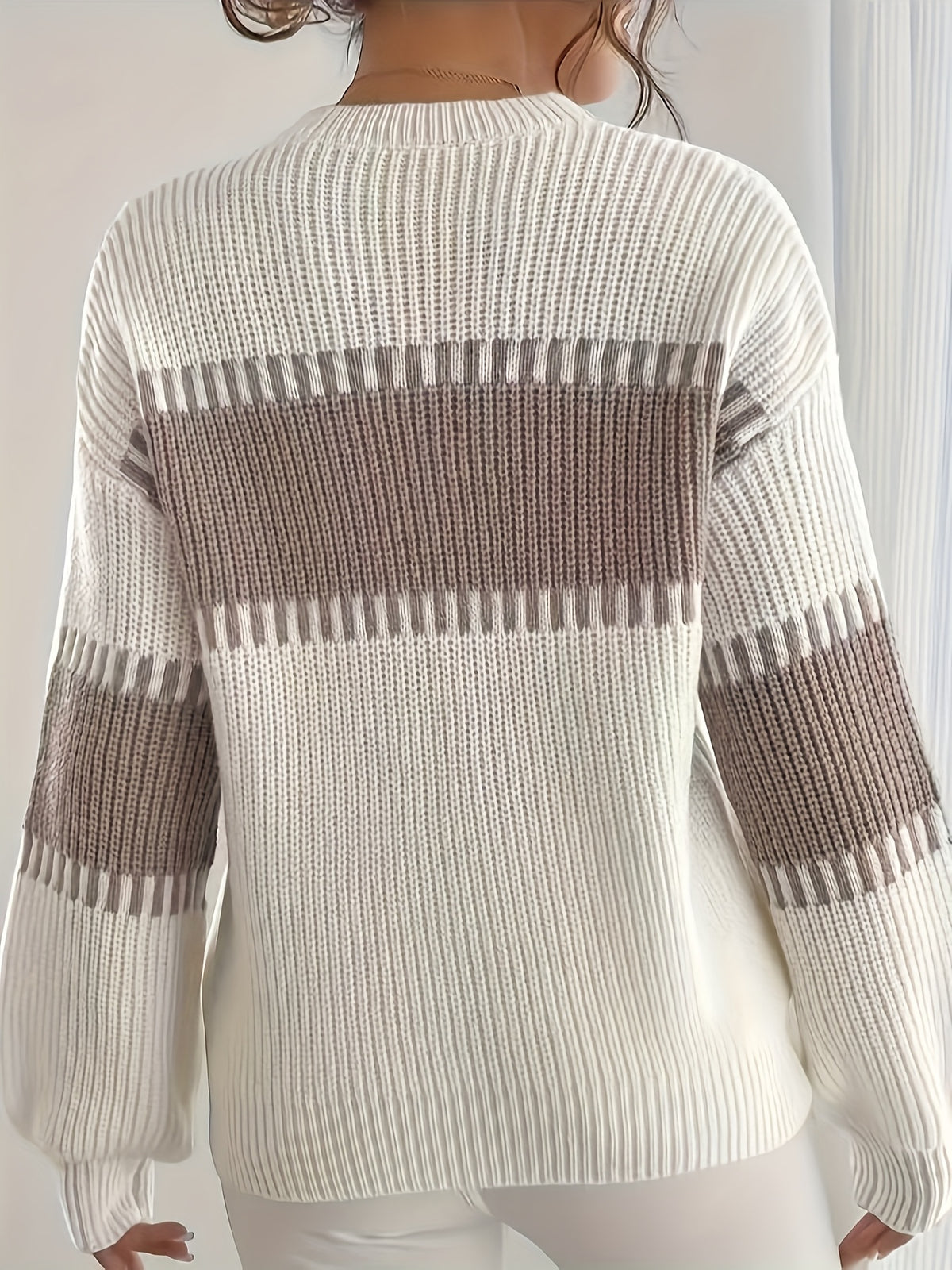Amelisse | Dames gestreepte off-shouldertrui – Lange mouwen