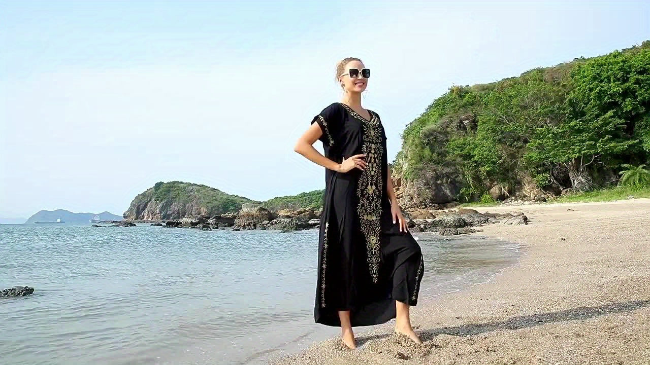 Evora | Boho-maxi-jurk voor dames – Lichte, geborduurde vakantiejurk