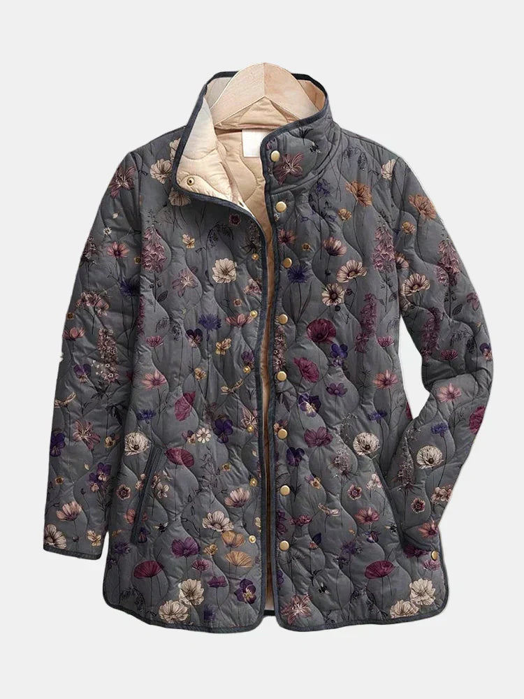 Elsinora | Gewatteerd damesjack – vintage bloemenprint, lichtgewicht ontwerp