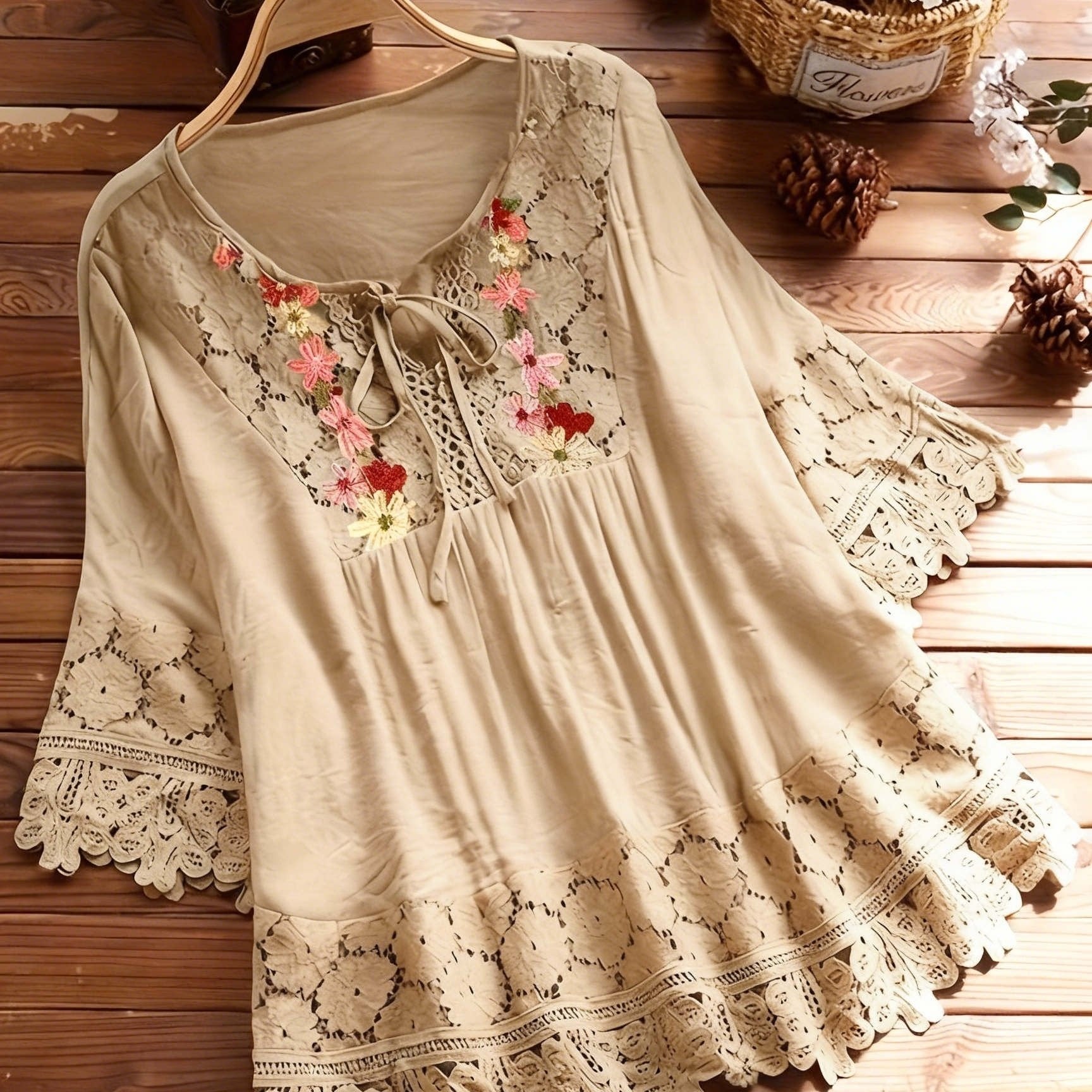 Glyra | Elegante kanten blouse voor dames – Zomerse casual top