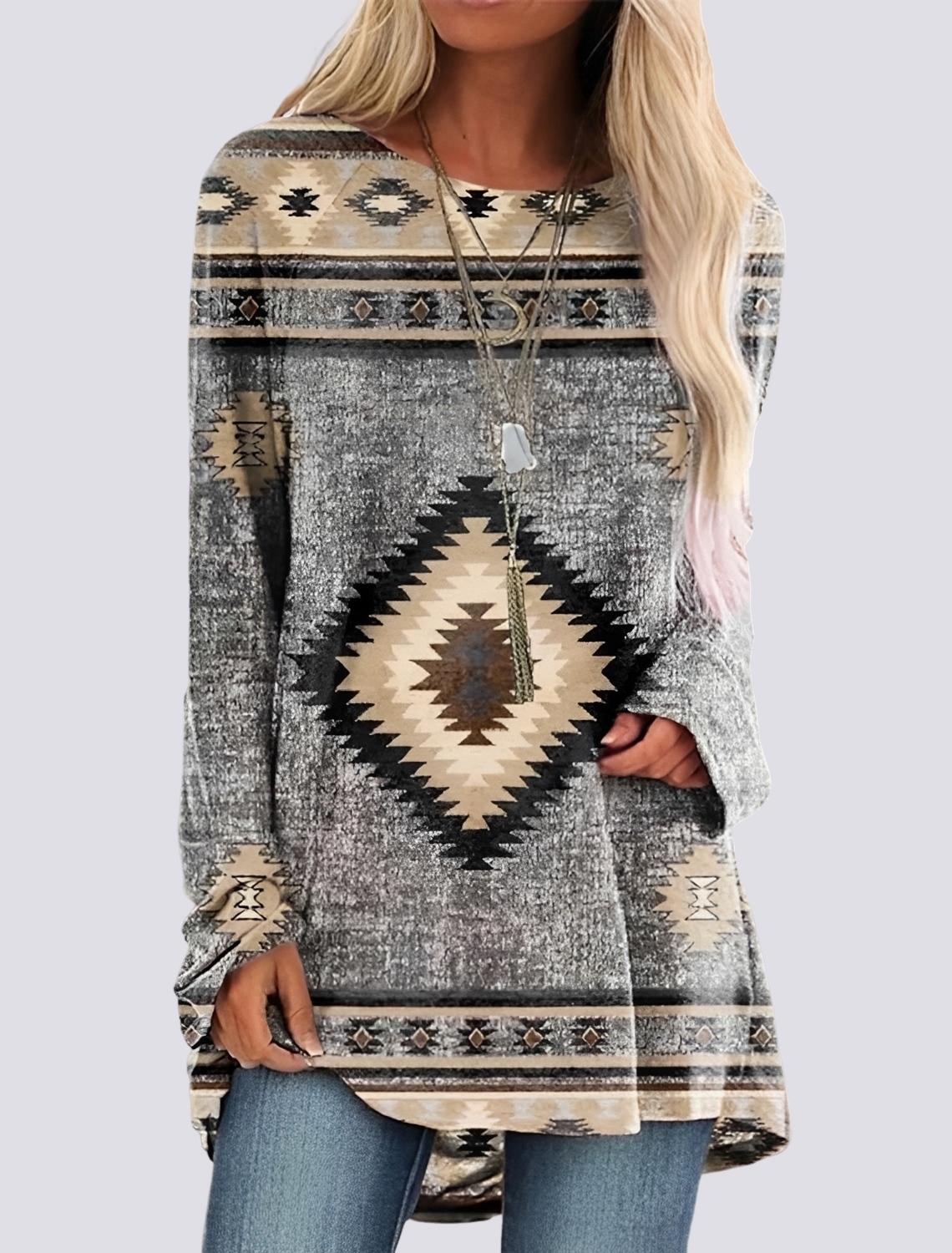 Alberdina | Etnische shirtjurk voor dames – Casual jurk met boho-bloemenprint