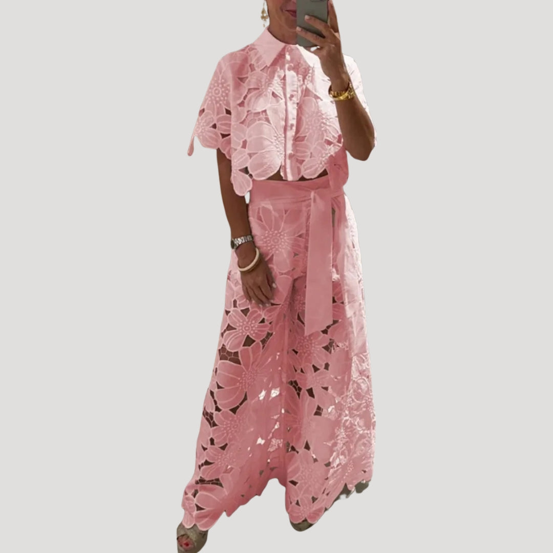 Zivana | Kantenset voor dames – Chique tweedelige outfit met top en rok