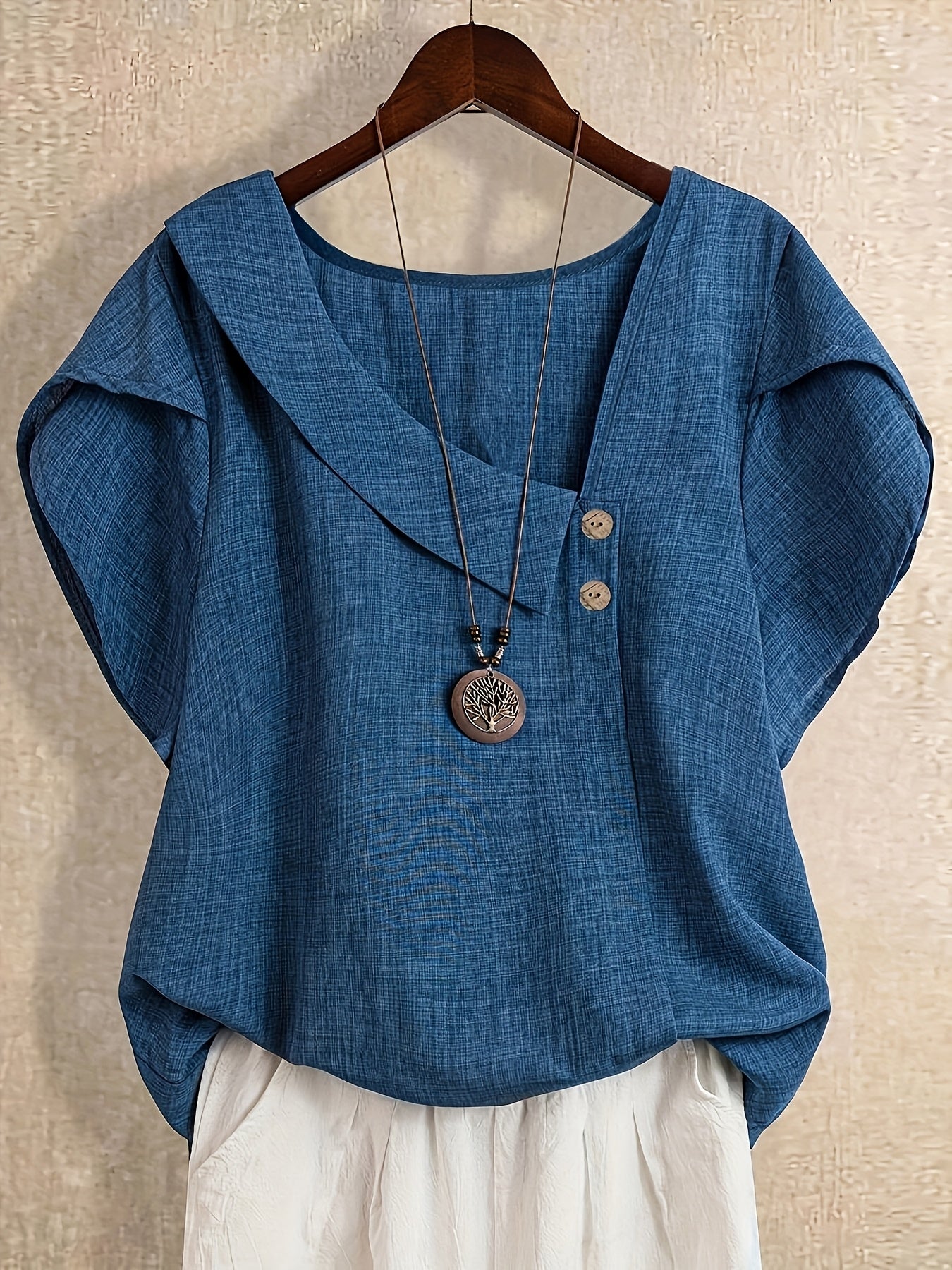Fiorabelle | Effen damesblouse – Elegant casual overhemd met korte mouwen
