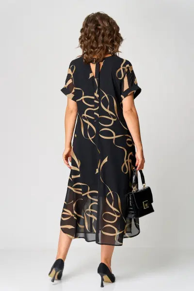 Sage | Elegante chiffonjurk voor dames – Midi-jurk met V-hals voor vrouwen met rondingen