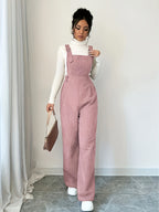 Maeloria | Dames Corduroy Jumpsuit – Effen Casual Tuinbroek met Brede Bandjes