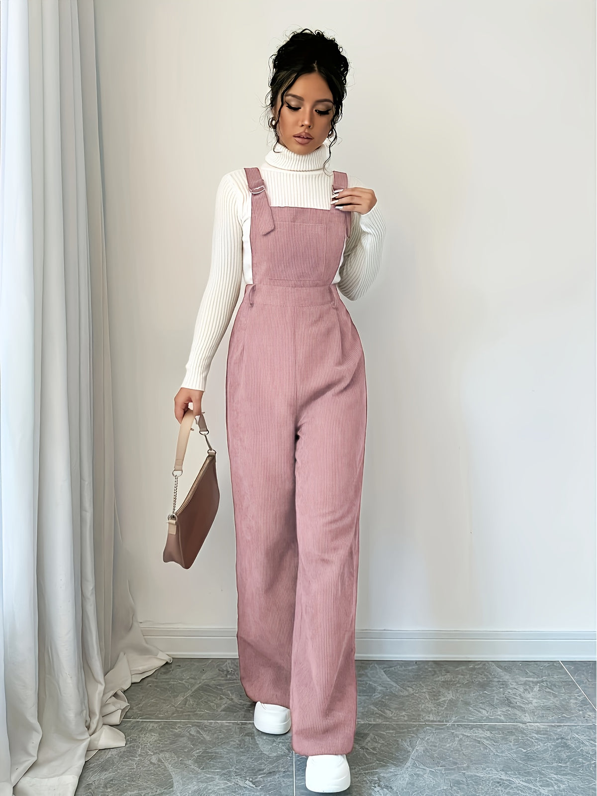 Maeloria | Dames Corduroy Jumpsuit – Effen Casual Tuinbroek met Brede Bandjes