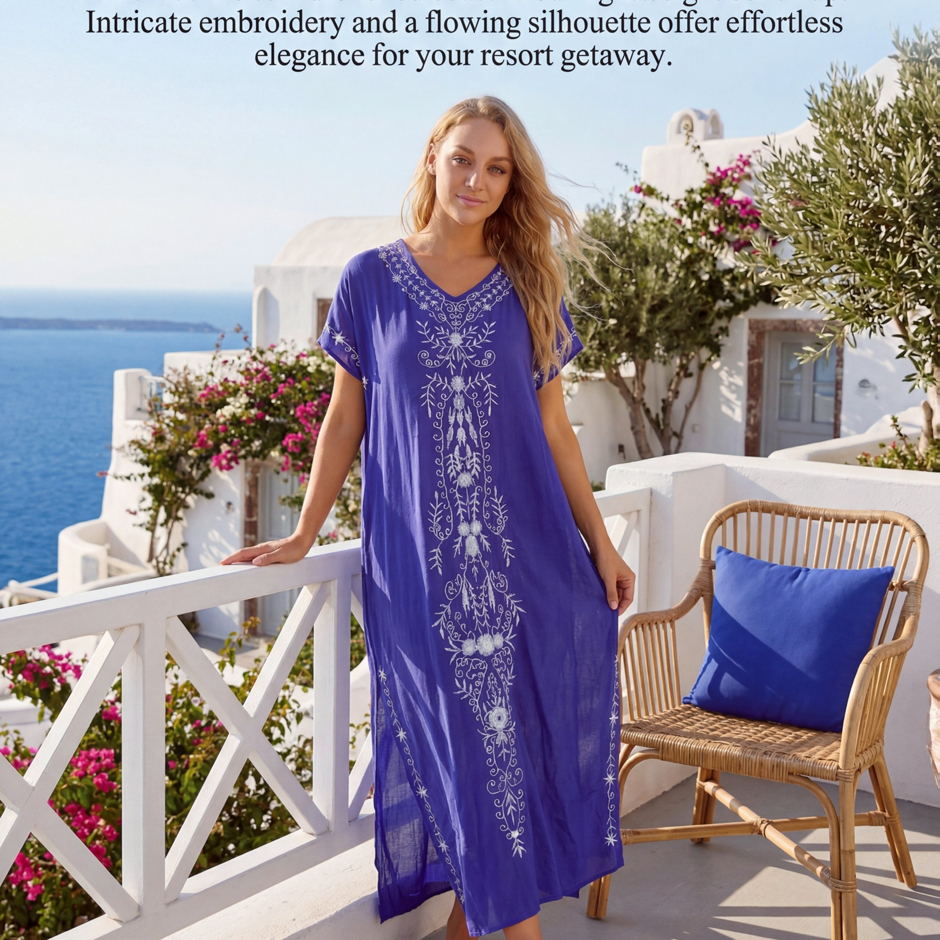 Evora | Boho-maxi-jurk voor dames – Lichte, geborduurde vakantiejurk