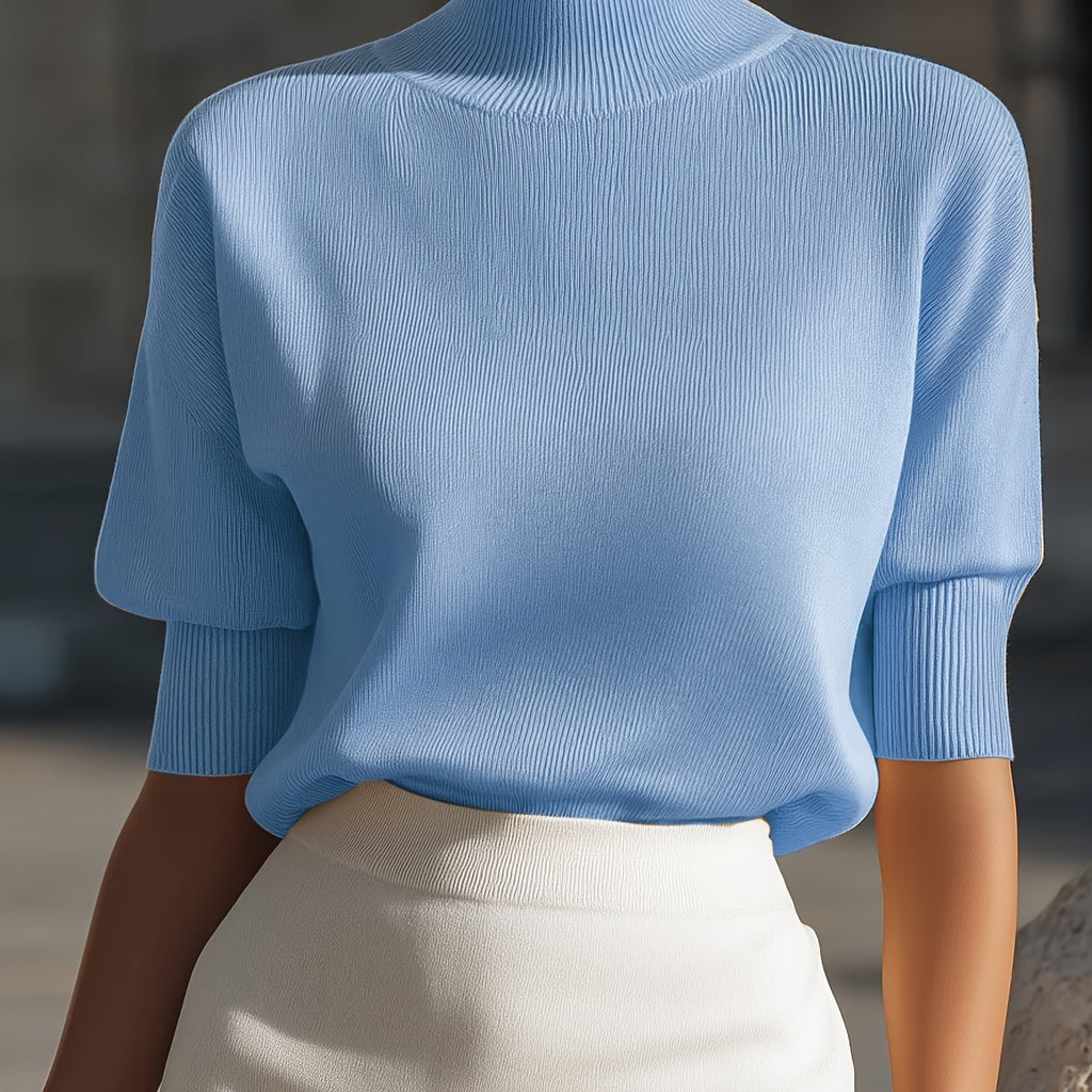 Ardessa | Dames T-shirt met structuur – Opstaande kraag, aansluitende manchetten
