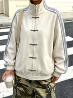 Aglaia | Lichtgewicht damesjas met opstaande kraag en contrasterende strepen