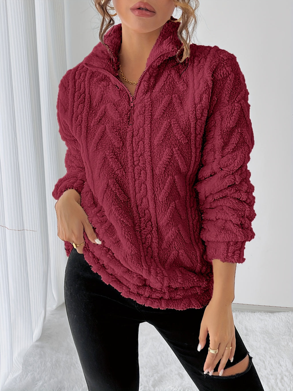Liesbeth | Warm fleece-sweatshirt voor dames – Casual trui met lange mouwen voor koelere dagen