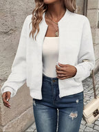 Lieselot | Effen damesvest met rits – Casual trui met lange mouwen
