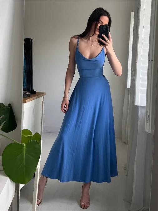 Baylor |  Elegante Dames Maxi Jurk – Gedrapeerde Lange Jurk met V-Hals