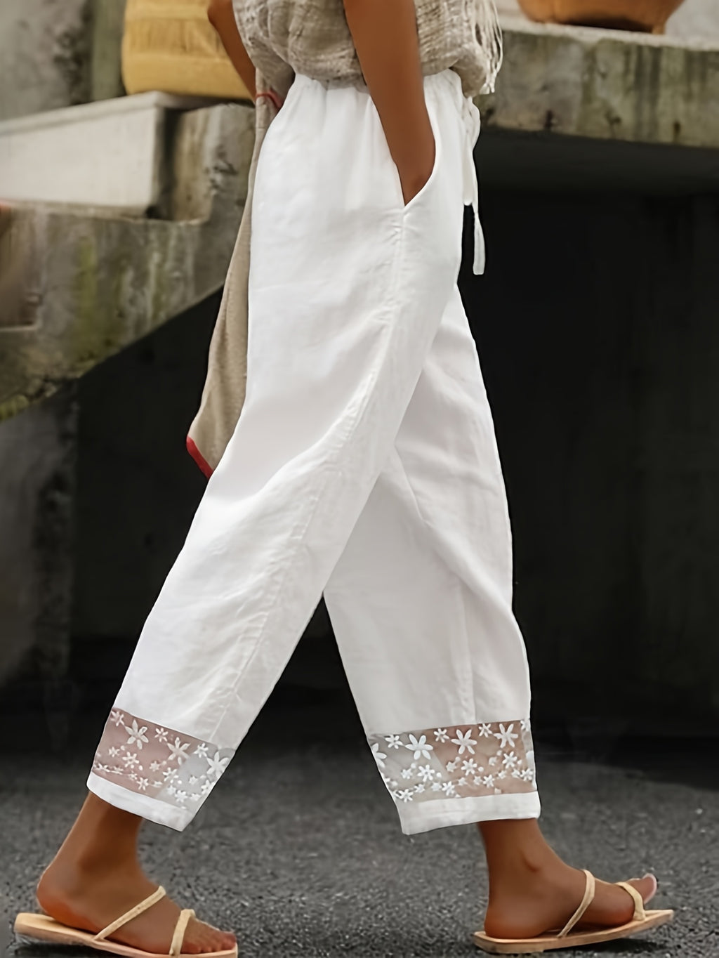 Saylor | Korte broek met wijde pijpen voor dames – Broek met elastische tailleband
