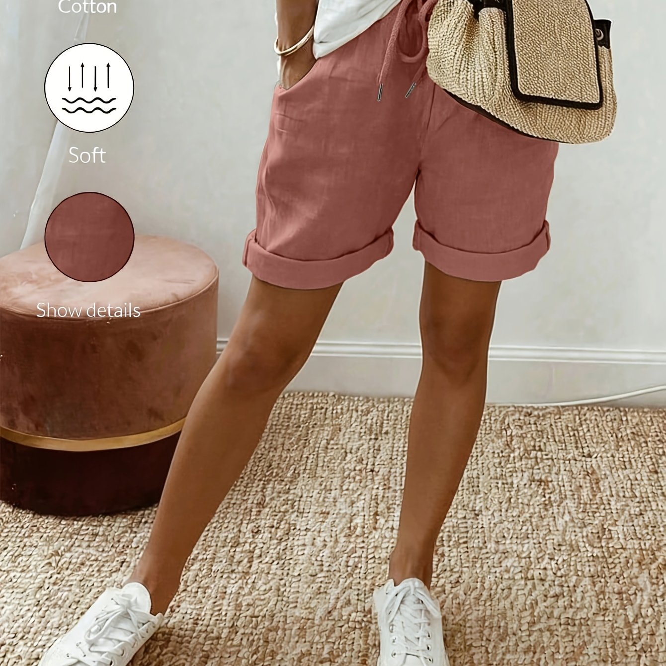 Orielle | Casual damesbroekje in linnenlook – Broekje met hoge taille en ruches